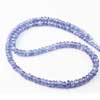 Natural Deep Blue Tanzanite Faceted Roundel Beads NecklaceSold per 5 inch strand & Sizes from 2mm to 4mm approx.Tanzanite is an extraordinary gemstone. It occurs in only one place worldwide. Its blue, surrounded by a fine hint of purple, is a wonderful colour. Tanzanite is trichroic and exhibits pronounced pleochroism. The colors respective to the three vibrational directions are sapphire-blue, sage green, and purple. 